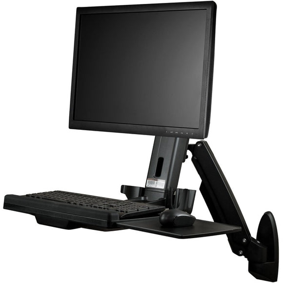 StarTech.com Wall Mount Workstation, Full Motion Standing Desk, Ergonomic Height Adjustable Monitor & Keyboard Tray Arm, For VESA Display - SystemsDirect.com