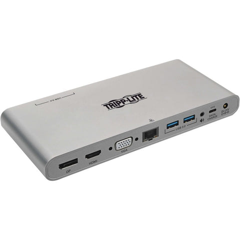 Tripp Lite USB C Docking Station w- USB A-C Hub, HDMI, VGA, DisplayPort, Gbe, 100W PD Charging 4K@30Hz Thunderbolt 3, USB Type C, USB-C, USB Type-C