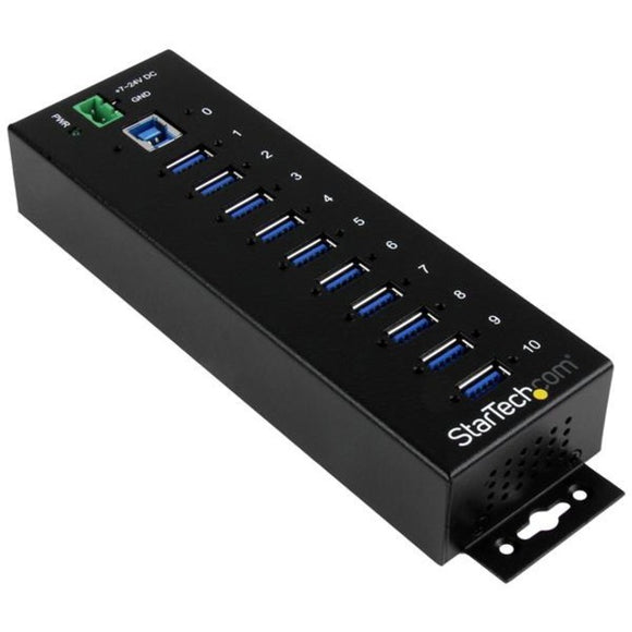 StarTech.com 10 Port Industrial USB 3.0 Hub - ESD and Surge Protection - DIN Rail or Surface-Mountable Metal Housing - SystemsDirect.com