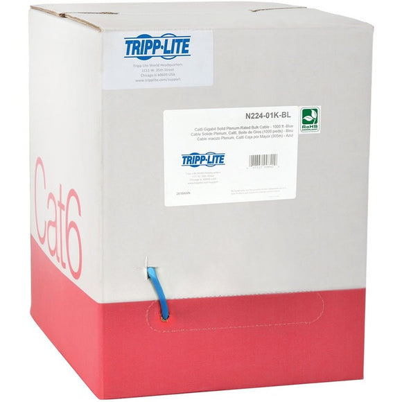 Tripp Lite 1000FT Plenum CMP Cat 6 Solid UTP Bulk Cable Blue 1000' - SystemsDirect.com