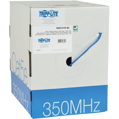 Tripp Lite 1000ft Cat5 - Cat5e Bulk Cable Solid CMR PVC 350MHz Blue 1000' - SystemsDirect.com