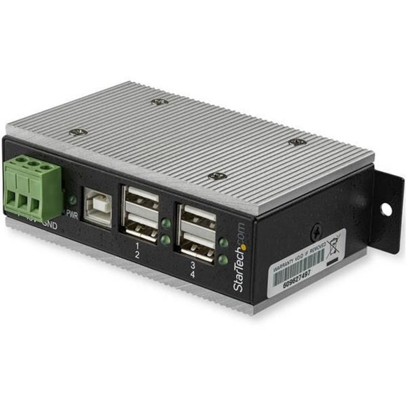 StarTech.com 4 Port USB 2.0 Hub - Metal Industrial USB Hub (USB-A to 4x USB-A) - Mountable, ESD-Surge Protection - Extended Operating Temp