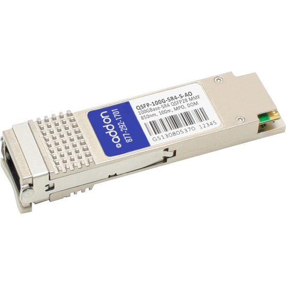 AddOn Cisco QSFP-100G-SR4-S Compatible TAA Compliant 100GBase-SR4 QSFP28 Transceiver (MMF, 850nm, 100m, MPO, DOM) - SystemsDirect.com