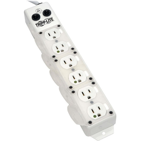 Tripp Lite Safe-IT Power Strip Medical Hospital Antimicrobial 120V 6 Outlet UL1363A 15ft Right Angle Cord