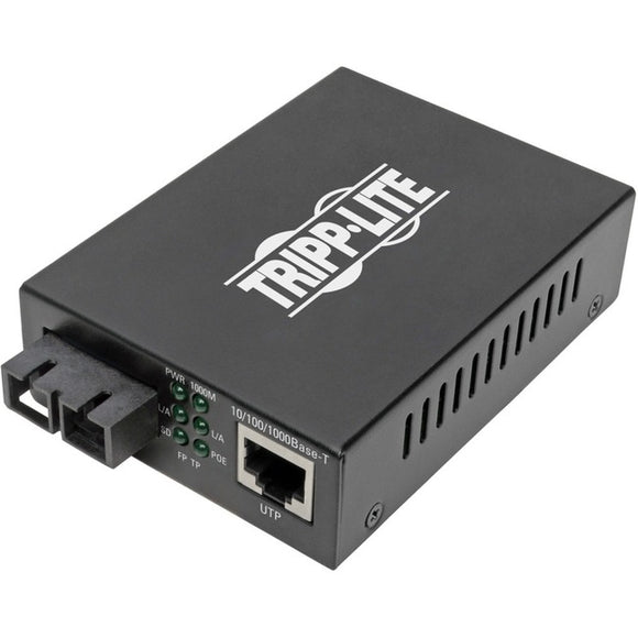 Tripp Lite SC Multimode Fiber to Gbe Media Converter POE+ 10-100-1000 550M