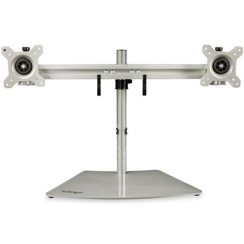 StarTech.com Dual Monitor Stand - Free Standing Desktop Pole Stand for 2x 24" VESA Mount Displays -Synchronized Height Adjustable - Silver - SystemsDirect.com