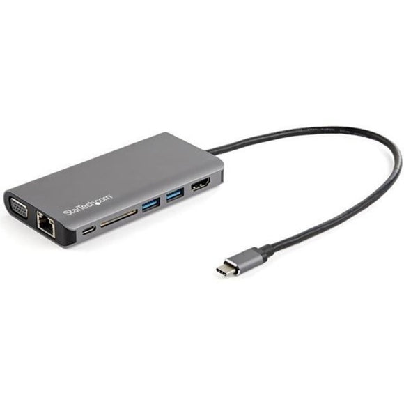 StarTech.com USB C Multiport Adapter - USB-C Mini Travel Dock w- 4K HDMI or 1080p VGA - 100W PD, 3x USB, SD, GbE, Audio - Laptop-Tablet - SystemsDirect.com