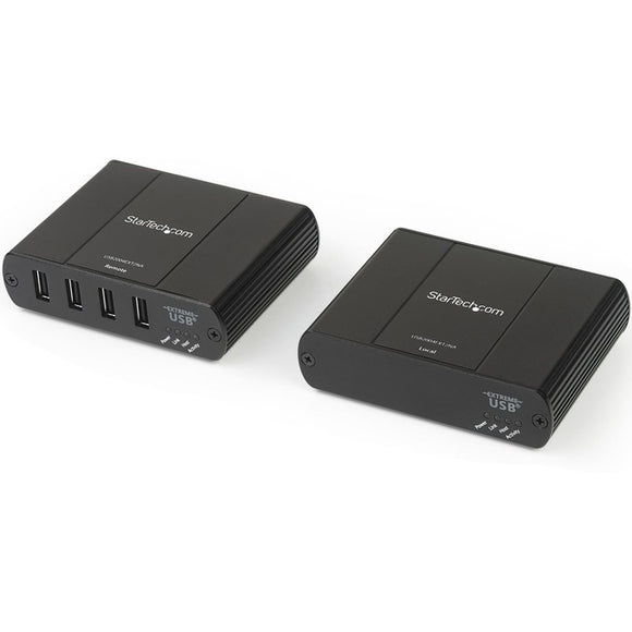 StarTech.com 4 Port USB 2.0 Extender Hub over Cat5e or Cat6 Ethernet Cable - 330ft-100m Metal USB 2.0 Extender Kit - ESD, Powered, 480mbps - SystemsDirect.com