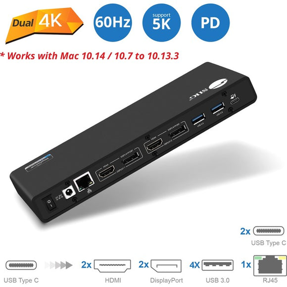 USB 3.1 Type-C Dual 4K Docking Station with Power Delivery 60W