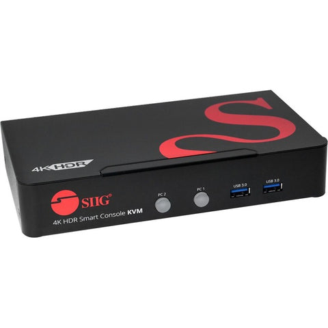 SIIG 2 Port 4K 60HZ HDMI KVM Switch with USB 3.0, Audio, Mic, HDMI 2.0a, HDR