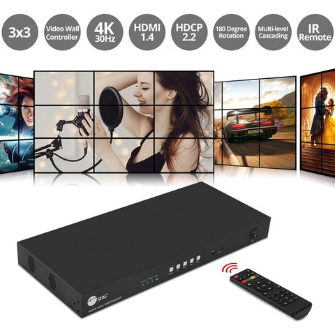 SIIG 3x3 4K Video Wall Processor with USB-C - DP - VGA - HDMI Input with EDID Management