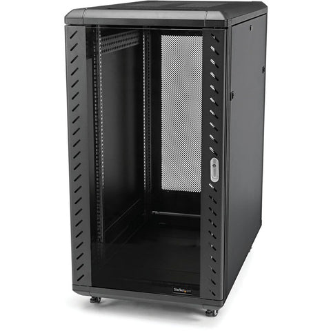 32U 19" Server Rack Cabinet, Adjustable Depth 6-32 inch, Flat Pack, Lockable 4-Post Network/Data Rack Enclosure with Casters