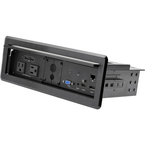 StarTech.com Conference Table Box for AV Connectivity & Charging, 4K HDMI/DP or VGA, GbE, Audio, Power Center w/ 2x USB & 2x UL AC Outlets