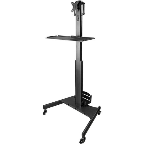 StarTech.com Mobile Standing Workstation with Monitor Mount, CPU-PC Holder, Height Adjustable Desktop Computer Cart, Standing Workstation