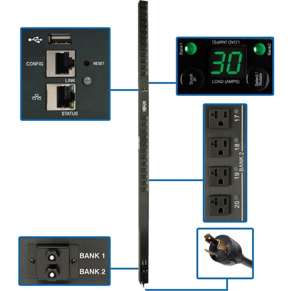 Tripp Lite PDU Switched 2.9kW 120V 24 5-15-20R LX Platform Interface 0U TAA