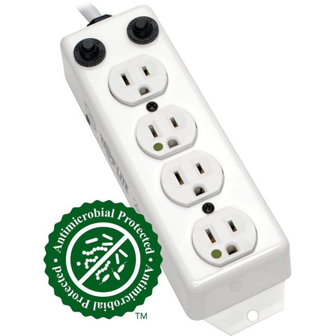 Tripp Lite Safe-IT Power Strip Medical Hospital Grade Antimicrobial UL1363A 4 Outlet 15A 7ft Cord