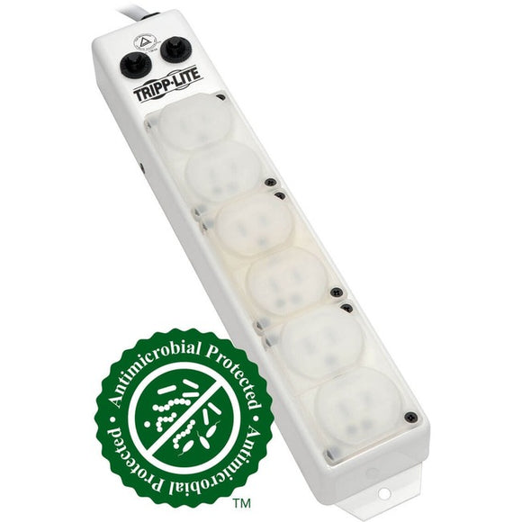 Tripp Lite Safe-IT Power Strip Medical Hospital Grade Antimicrobial UL1363A 6 Outlet 15A 7ft Cord