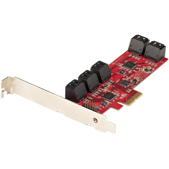 StarTech.com SATA PCIe Card, 10 Port PCIe SATA Expansion Card, 6Gbps SATA Adapter, 10 Mini-SAS-SATA Cables, PCI Express to SATA Converter