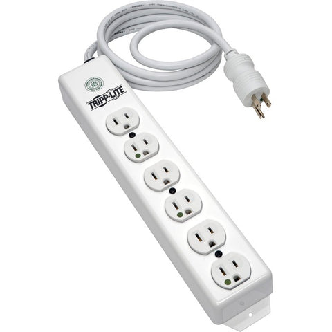 Tripp Lite Safe-IT Power Strip Hospital Medical Antimicrobial 120V 5-15R-HG 6 Outlet 15' Cord Metal - SystemsDirect.com