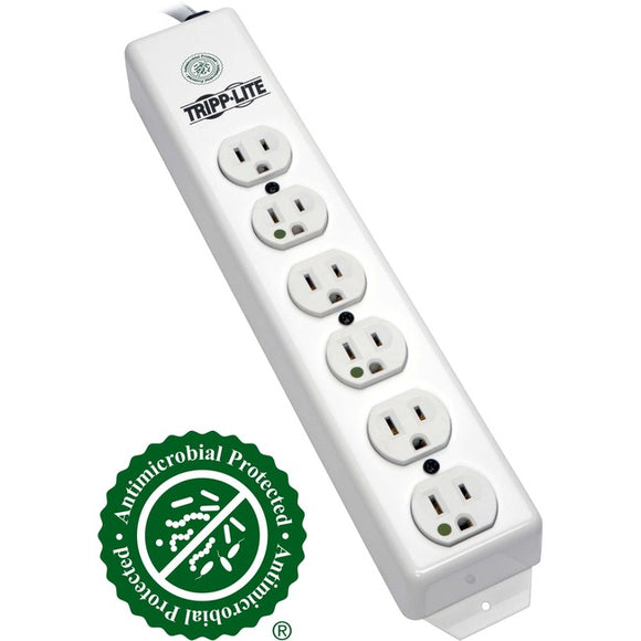 Tripp Lite Safe-IT Power Strip Hospital Medical Antimicrobial 120V 5-15R-HG 6 Outlet 6' Cord Metal - SystemsDirect.com