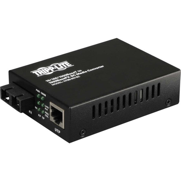 Tripp Lite Fiber Optic 10-100-1000 to 1000BaseLX SC Gigabit Multimode Media Converter 2km 1310nm - SystemsDirect.com