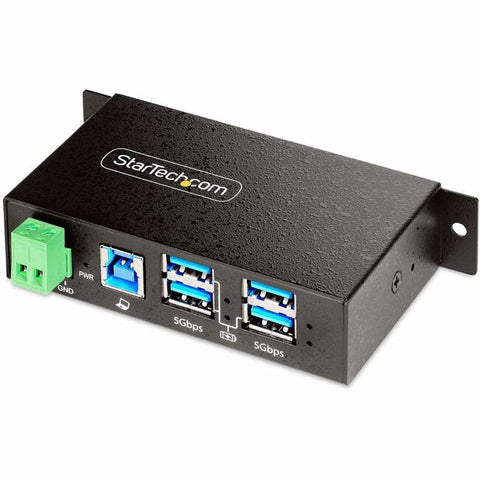 StarTech.com 4-Port Managed USB Hub, Heavy Duty Metal Industrial Housing, ESD & Surge Protection, Wall/Desk/Din-Rail Mountable, USB 5Gbps