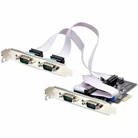 StarTech.com 4-Port Serial PCIe Card, Quad-Port RS232/RS422/RS485 Card, 16C1050 UART, ESD Protection, Windows/Linux, TAA-Compliant