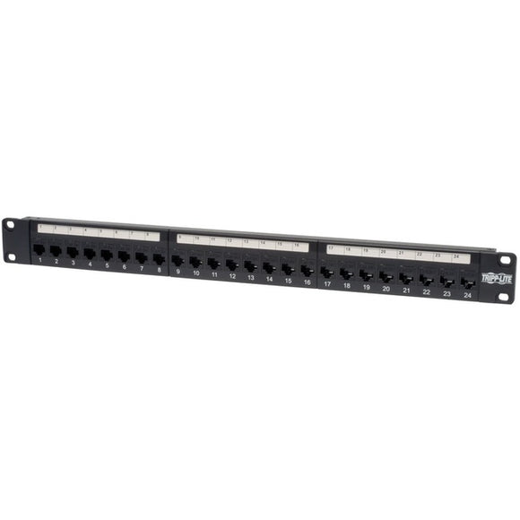 Tripp Lite 24-Port Cat5e Cat5 Feedthrough Patch Panel Rackmount 1URM RJ45 Ethernet TAA - SystemsDirect.com