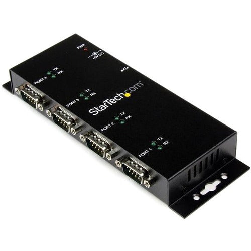 StarTech.com USB to Serial Adapter Hub - 4 Port - Industrial - Wall Mount - Din Rail - COM Port Retention - FTDI USB Serial - SystemsDirect.com