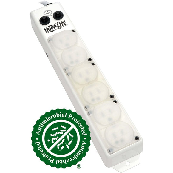 Tripp Lite Safe-IT Power Strip Hospital Medical Antimicrobial 120V 6 Outlet UL1363A 15' Cord Metal