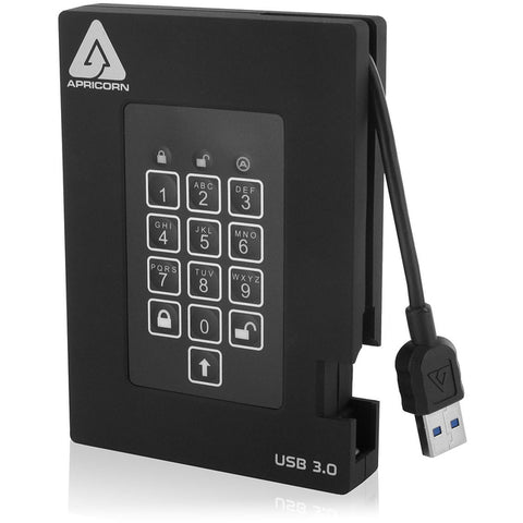 Apricorn Aegis Padlock A25-3PL256-500F 500 GB Portable Rugged Hard Drive - 2.5" External - Black - SystemsDirect.com