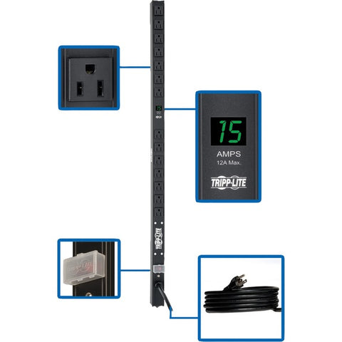 Tripp Lite PDU Metered 120V 15A 5-15R 14 Outlet 5-15P 36 Inch Height 0URM