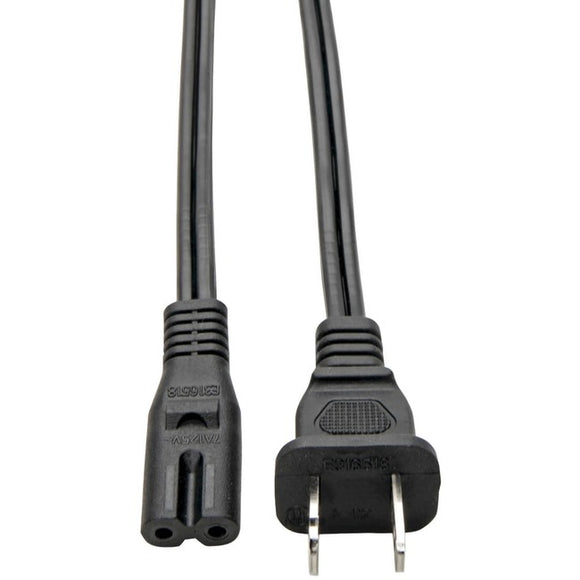 Tripp Lite 2-Slot Non-Polarized Laptop Notebook Power Cord 1-15P to C7 10A 120V 18 AWG 6 ft. (1.83 m) Black