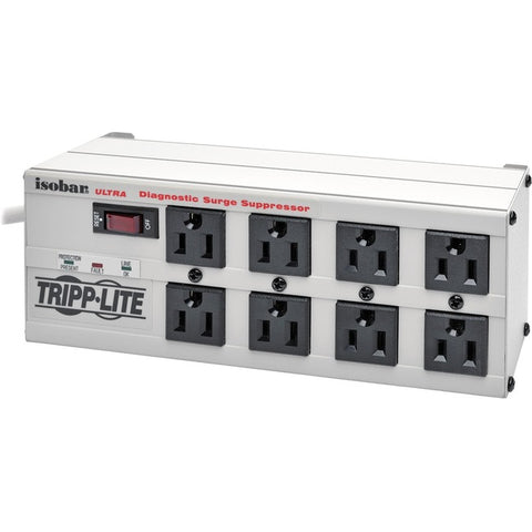 Tripp Lite Isobar 8-Outlet Surge Protector 25 ft. Cord with Right-Angle Plug 3840 Joules Diagnostic LEDs Metal Housing