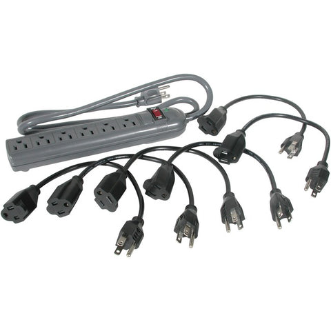 C2G 6-Outlet Surge Suppressor with (6) 1ft Outlet Saver Power Extension Cords