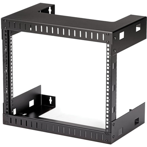 StarTech.com 8U 19" Wall Mount Network Rack, 12" Deep 2 Post Open Frame Server Room Rack for Data/AV/IT/Computer Equipment/Patch Panel with Cage Nuts & Screws 135lb Weight Capacity, Black