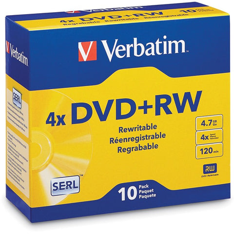 Verbatim DataLifePlus 94839 DVD Rewritable Media - DVD+RW - 4x - 4.70 GB - 10 Pack Slim Case