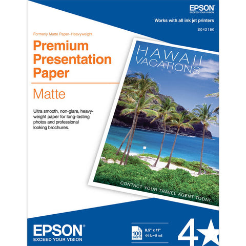 Epson Premium S042180 Inkjet Presentation Paper - Bright White