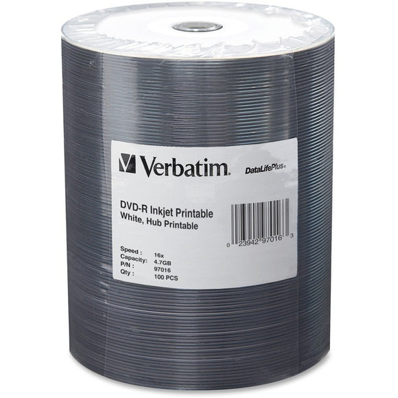 Verbatim 97016 DVD Recordable Media - DVD-R - 16x - 4.70 GB - 100 Pack Wrap