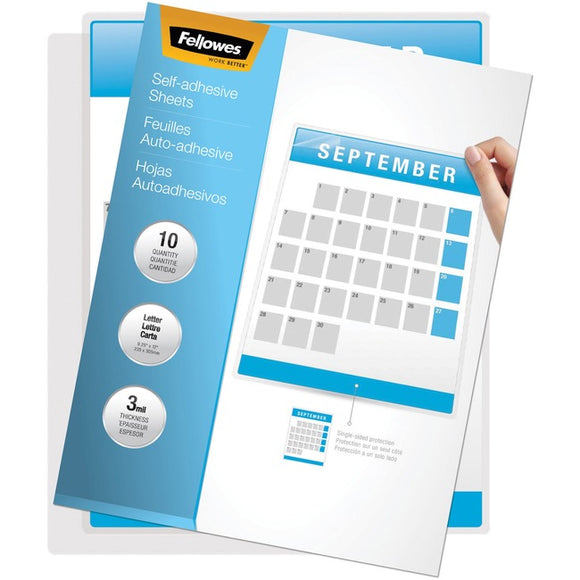 Fellowes Self Adhesive Laminating Sheets, Letter, 3mil, 10 pack