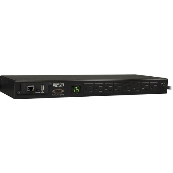 Tripp Lite PDU 1.4kW Single-Phase Monitored PDU with LX Platform Interface 120V Outlets (8 5-15R) 5-15P 12 ft. (3.66 m) Cord 1U Rack-Mount TAA