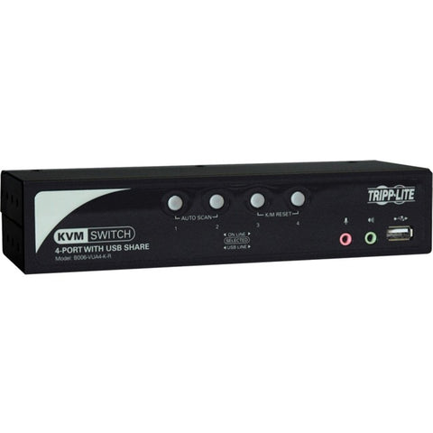 Tripp Lite 4-Port Desktop KVM Switch Audio, 2-Port USB, On-Screen Display & Cables