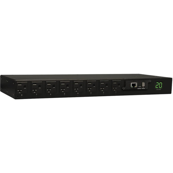 Tripp Lite PDU 1.9kW Single-Phase Switched PDU LX Interface 120V Outlets (16 5-15/20R) L5-20P/5-20P Input 12 ft. (3.66 m) Cord 1U Rack-Mount TAA