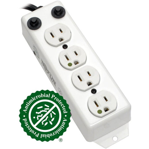 Tripp Lite Safe-IT Power Strip Hospital Medical Antimicrobial 4 Outlet UL1363A 3'-10' Coiled Cord