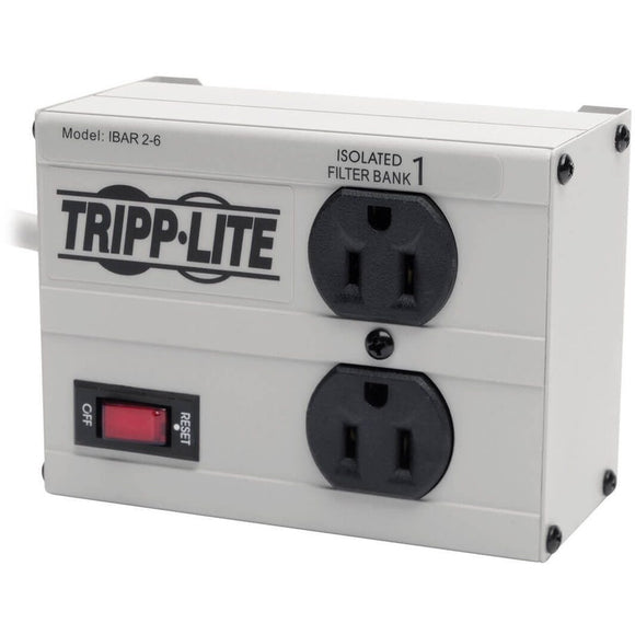 Tripp Lite by Eaton Isobar 2-Outlet Surge Protector, 6 ft. Cord with Right-Angle Plug, 1410 Joules, Metal Housing