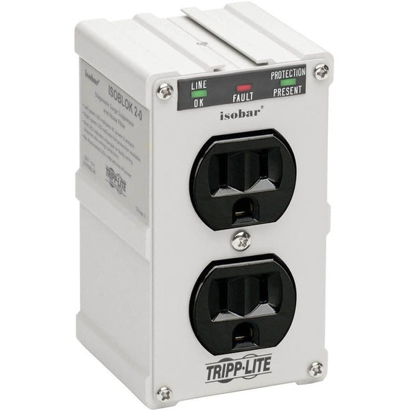 Tripp Lite Isobar 2-Outlet Surge Protector Direct Plug-In 1410 Joules Diagnostic LEDs Metal Housing