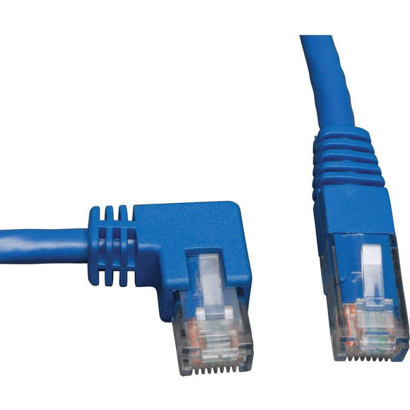 Tripp Lite by Eaton Left-Angle Cat6 Gigabit Molded UTP Ethernet Cable (RJ45 Left-Angle M to RJ45 M) Blue 3 ft. (0.91 m)