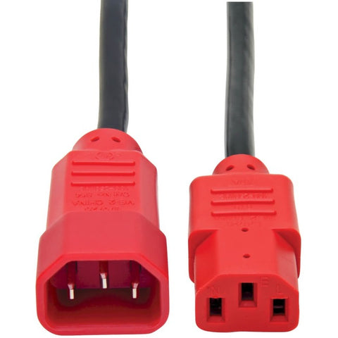 Tripp Lite 4ft Computer Power Cord Extension Cable C14 to C13 Red 10A 18AWG 4'