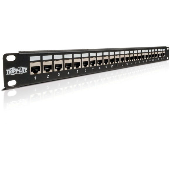 Tripp Lite by Eaton 24-Port 1U Rack-Mount STP Shielded Cat6 /Cat5 Feedthrough Patch Panel RJ45 Ethernet TAA