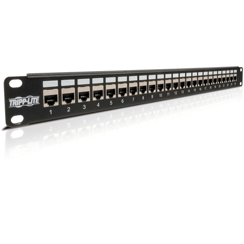 Tripp Lite by Eaton 24-Port 1U Rack-Mount STP Shielded Cat6 /Cat5 Feedthrough Patch Panel RJ45 Ethernet TAA